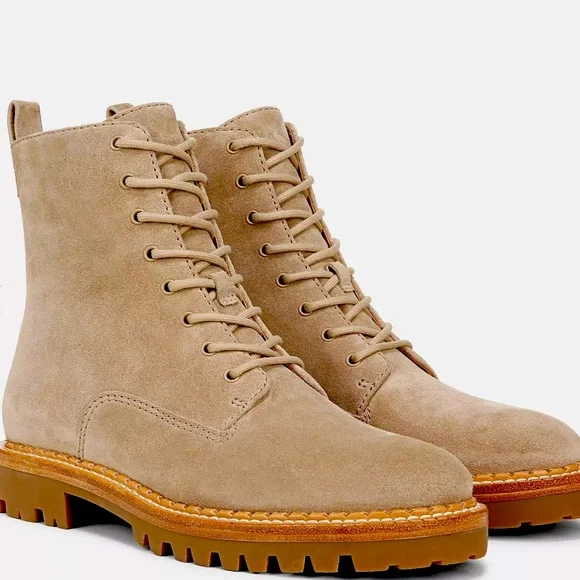 VINCE Cabria suede lug boot in dark clay sand beige, size 9. EUC - Picture 1 of 6